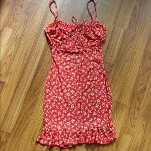 Pretty Little Thing Red Floral Dress Size 2